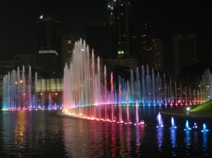 Fountain show by the towers