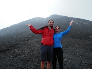 Lauren and I celebrating at the summit of Mt. Rinjani